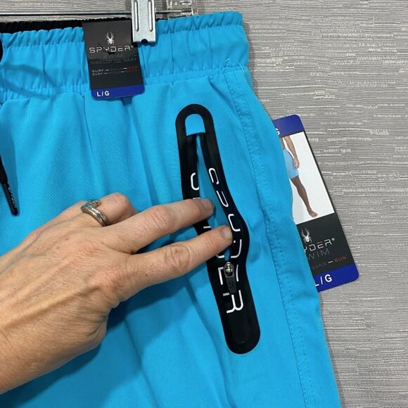SPYDER Blue Swim Shorts Men's Size XL Quick Dry UPF 30+ Boxer Lined Trunks - Picture 3 of 16